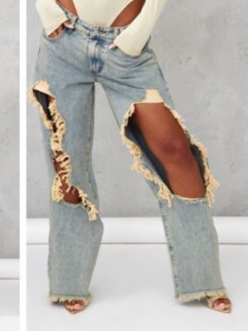 Vintage Wash Extreme Ripped Boyfriend Jeans